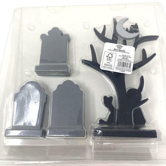 Target Hyde & Eek Mini Wood Mantle Decor 4pc Bat Skeleton Tree Headstones Grave - Picture 5 of 5
